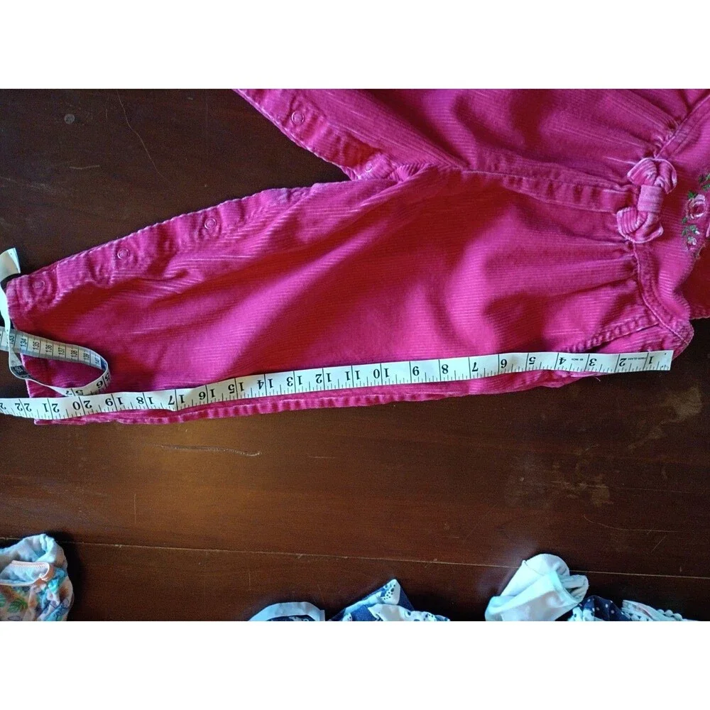 Vintage Oshkosh Toddler Corduroy Barbie Pink Overalls Rose Embroidered Size 4t
